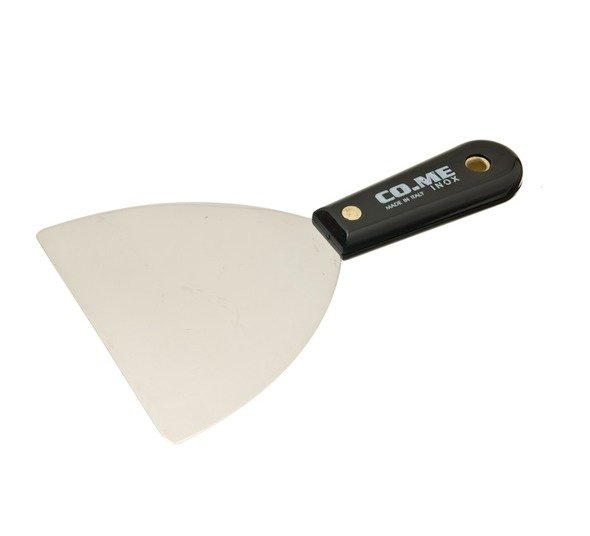 Spaclu inox 100mm ,margini rotunjite, maner plastic CO.ME — COME-967