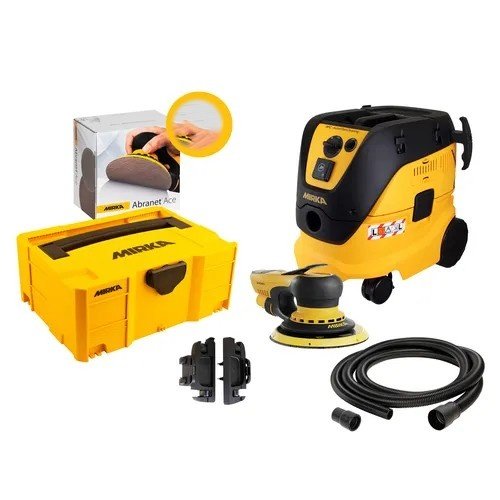DEROS II 650 150mm Orbit 5.0 + ABRANET ACE 150mm 50buc +cutie de transport+Aspirator 1230L PC+Furtun 4m+Accesoriu fixare a carcasei